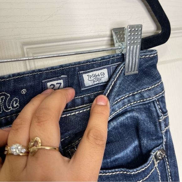 Miss Me Shine On Boot JP5645B Flap Pockets Embellished Jeans Sz 27 - Picture 6 of 8
